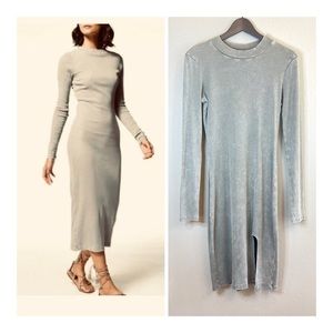 Young Fabulous & Broke Ribbed Sage Green Midi Dress Size Medium NWT